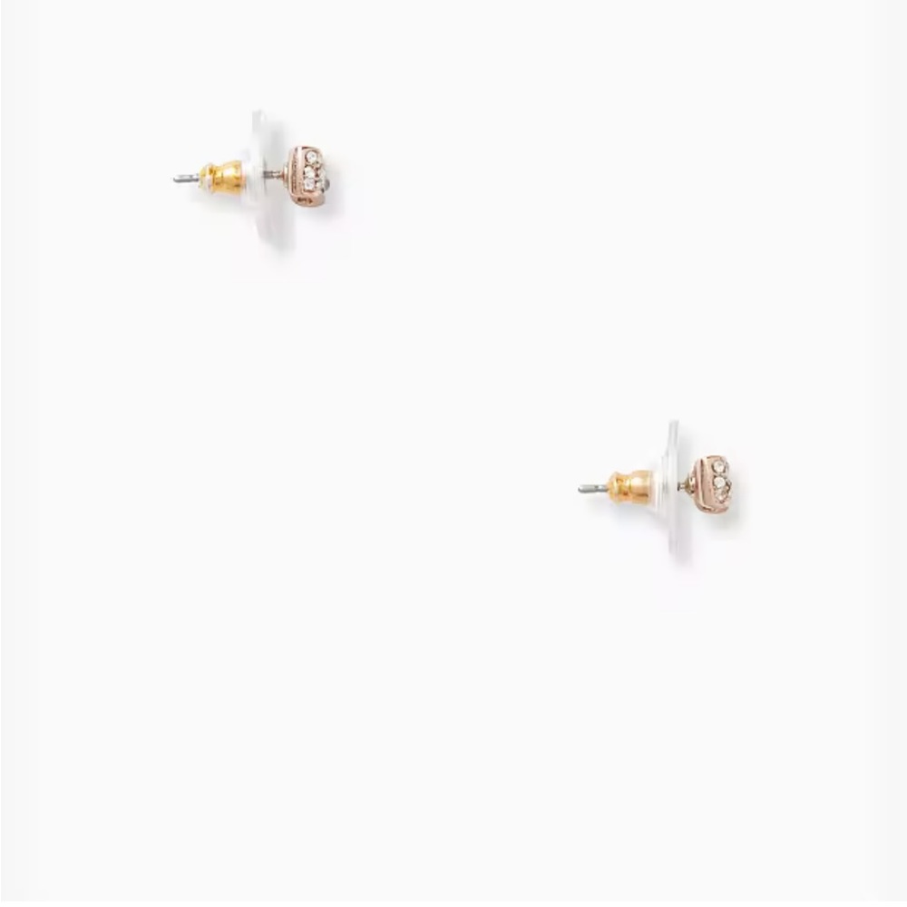 Kate Spade Bow Studs Ready Set Bow Pave Gold New in Dustbag - Picture 3 of 4